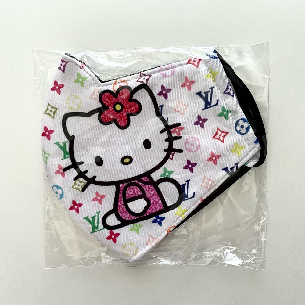 Hello Kitty face mask colorful rainbow reusable flower designer style new one sz